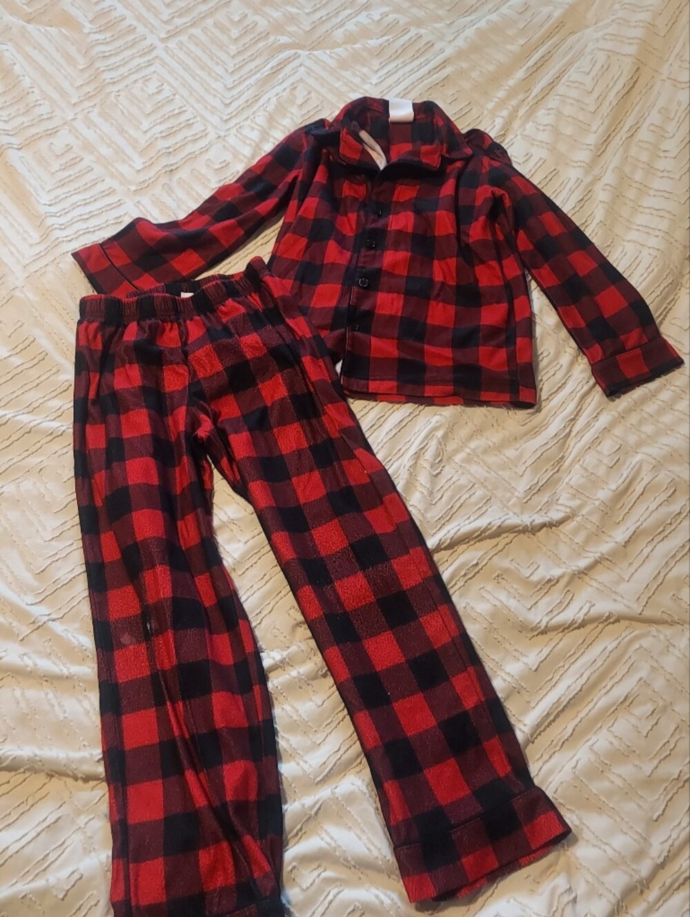 Wondershop Target Kids Red Black Buffalo Plaid Fleece Pajama Set Size 8